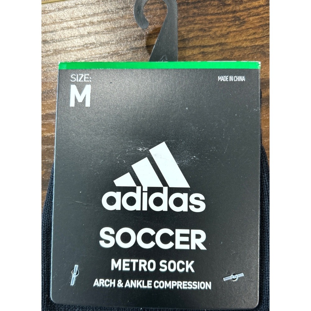 adidas Metro IV OTC Soccer Socks Black White Mens Medium 5-8.5 Compression